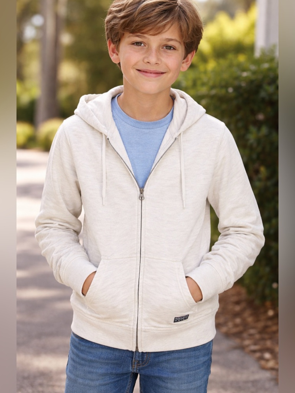 Polo| Ivory Zip-Up Hoodie